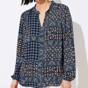 LOFT Patchwork Back Peplum Blouse